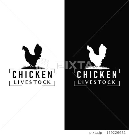 chicken logo with organic and natural farm concept chicken logo with organic and natural farm concept 139226681