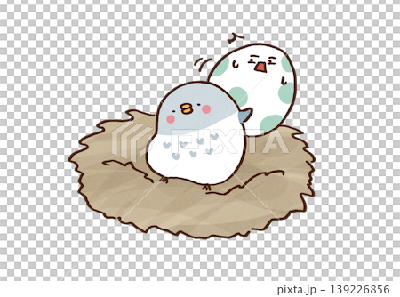 他の鳥の巣から卵を落とそうとするカッコウの雛のイラスト(托卵・リスク・不都合な真実) 他の鳥の巣から卵を落とそうとするカッコウの雛のイラスト(托卵・リスク・不都合な真実) 139226856