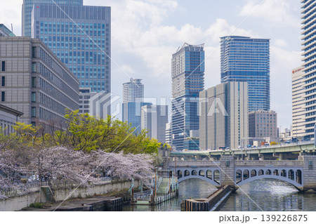 大阪中之島 水晶橋と満開の桜 大阪中之島 水晶橋と満開の桜 139226875