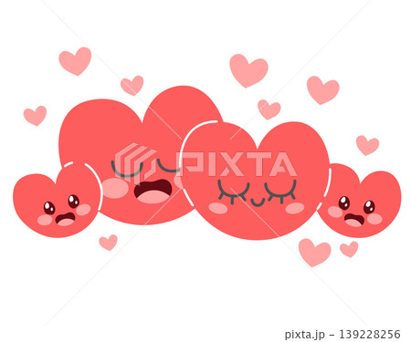 Happy Family of Heart Characters for Togetherness Concept 139228256
