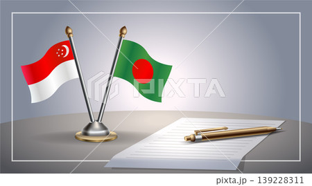 Small national flag of Singapore and Bangladesh flag Relation, Template Vector Illustration Small national flag of Singapore and Bangladesh flag Relation, Template Vector Illustration 139228311