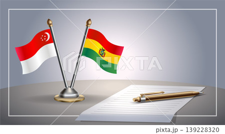 Small national flag of Singapore and Bolivia flag Relation, Template Vector Illustration Small national flag of Singapore and Bolivia flag Relation, Template Vector Illustration 139228320