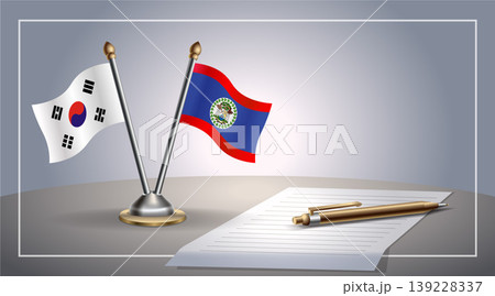 Small national flag of South Korea and Belize flag Relation, Template Vector Illustration Small national flag of South Korea and Belize flag Relation, Template Vector Illustration 139228337