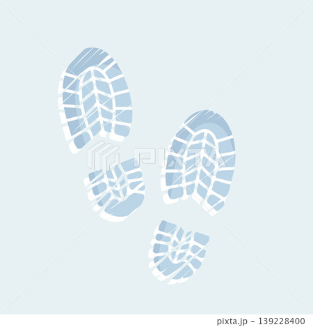 Boots Footprints on Snow Winter Background 139228400