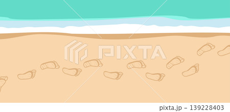 Barefoot Footprints on Beach And Sea Travel Concept Barefoot Footprints on Beach And Sea Travel Concept 139228403