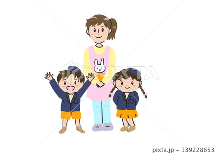 幼稚園の先生と子ども達 幼稚園の先生と子ども達 139228653