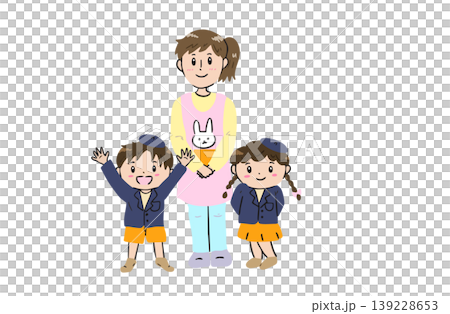 幼稚園の先生と子ども達 幼稚園の先生と子ども達 139228653