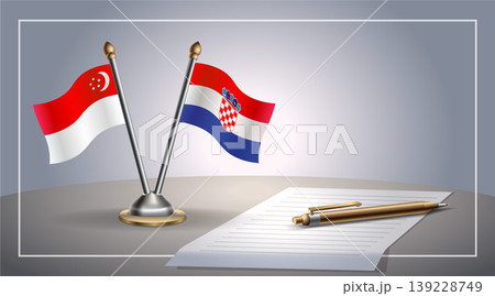 Small national flag of Singapore and Croatia flag Relation, Template Vector Illustration Small national flag of Singapore and Croatia flag Relation, Template Vector Illustration 139228749