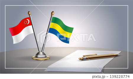 Small national flag of Singapore and Gabon flag Relation, Template Vector Illustration 139228774