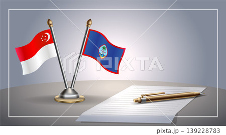 Small national flag of Singapore and Guam flag Relation, Template Vector Illustration 139228783