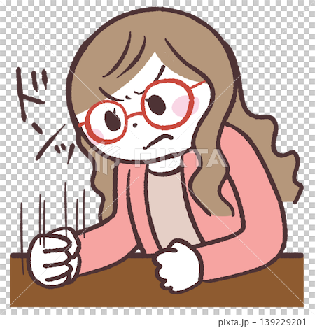 Illustration of a woman banging on a table Illustration of a woman banging on a table 139229201