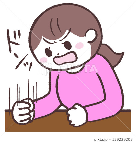 机をたたく女性のイラスト 机をたたく女性のイラスト 139229205