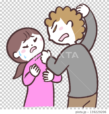 描繪一對實施家庭暴力的男女的插圖。 描繪一對實施家庭暴力的男女的插圖。 139229206