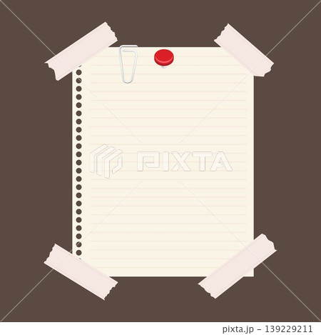 paper note,tape,clips and pin vector element design template 139229211