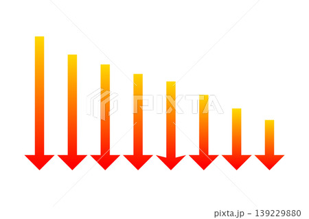 Multiple Downward Arrows Showing Declining Trend, Business Loss Concept 139229880