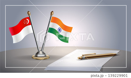Small national flag of Singapore and India flag Relation, Template Vector Illustration 139229901