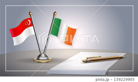 Small national flag of Singapore and Ireland flag Relation, Template Vector Illustration Small national flag of Singapore and Ireland flag Relation, Template Vector Illustration 139229905