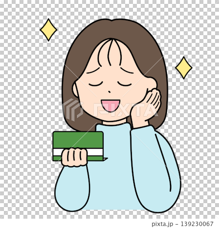An illustration of a woman gazing admiringly at her savings passbook. An illustration of a woman gazing admiringly at her savings passbook. 139230067