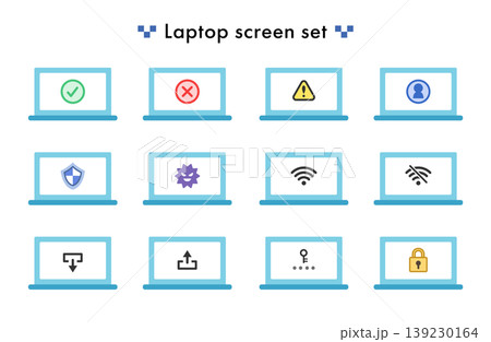 ノートパソコンの画面のイラストセット ノートPC ラップトップ ノートパソコンの画面のイラストセット ノートPC ラップトップ 139230164