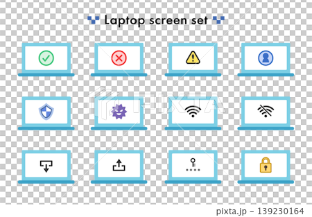ノートパソコンの画面のイラストセット ノートPC ラップトップ ノートパソコンの画面のイラストセット ノートPC ラップトップ 139230164