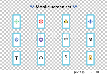 Smartphone screen illustration set (mobile, smartphone) Smartphone screen illustration set (mobile, smartphone) 139230168
