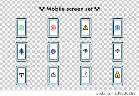 Smartphone screen illustration set (mobile, smartphone) Smartphone screen illustration set (mobile, smartphone) 139230169