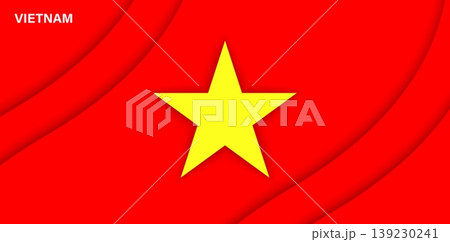 Paper cut flag of Vietnam, vector papercut national holiday banner with a large yellow star on red layered background. 3d paper cut effect for Vietnamese national holiday and patriotic celebrations 139230241