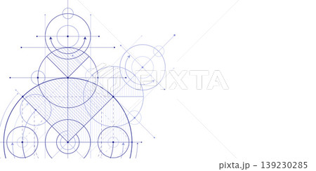 Geometric circles. Technological drawing . Engineering technologies. Background .Vector illustration. 139230285