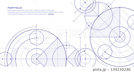 Engineering technologies. Technological drawing. Linear geometric drawing. Abstraction, Vector illustration. 139230286