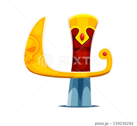 pirate font type sword weapon handle number 4 four. Piracy nautical typography numeral vector symbol, pirate marine sailing type digit. Corsair treasure hunt font number with sword golden guard 139230292