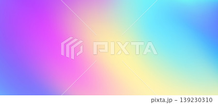Rainbow hologram dreamlike iridescent gradient backdrop background. Dreamy pearlescent and soft pastel tones with subtle light diffusion of calm pink, blue, purple and yellow fluid foil color blend 139230310