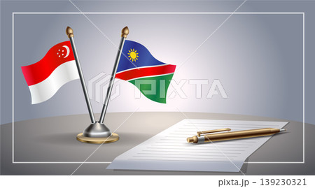 Small national flag of Singapore and Namibia flag Relation, Template Vector Illustration Small national flag of Singapore and Namibia flag Relation, Template Vector Illustration 139230321