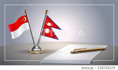 Small national flag of Singapore and Nepal flag Relation, Template Vector Illustration Small national flag of Singapore and Nepal flag Relation, Template Vector Illustration 139230324