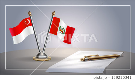 Small national flag of Singapore and Peru flag Relation, Template Vector Illustration Small national flag of Singapore and Peru flag Relation, Template Vector Illustration 139230341