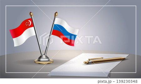 Small national flag of Singapore and Russian flag Relation, Template Vector Illustration 139230348