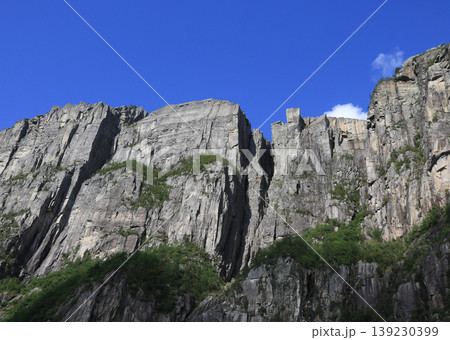 Pulpit Rock Preikestolen seen from below, Norway. 139230399