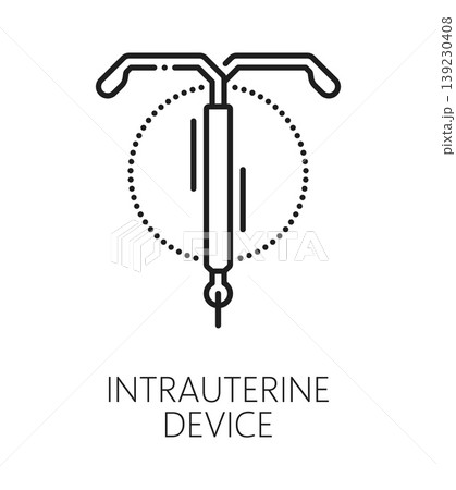 Intrauterine device gynecology medical line icon or pictogram. Urinary health outline symbol, pregnancy healthcare thin line vector icon. Reproductive medicine, gynecology sign with medical equipment Intrauterine device gynecology medical line icon or pictogram. Urinary health outline symbol, pregnancy healthcare thin line vector icon. Reproductive medicine, gynecology sign with medical equipment 139230408