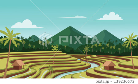 Emerald Fields Bali Rice Flat Design Illustration Emerald Fields Bali Rice Flat Design Illustration 139230572