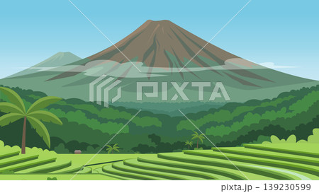 Tropical Canopy Bali Jungle Flat Design Illustration 139230599