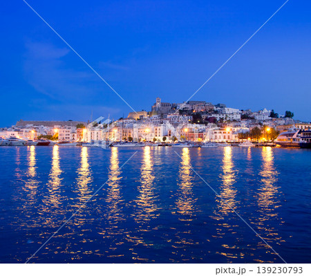 Ibiza island night view of Eivissa town 139230793