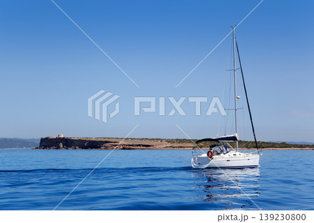 Espalmador in Formentera island with sailboat Espalmador in Formentera island with sailboat 139230800
