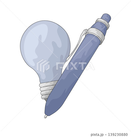 Illustration of Pen with Light Bulb 139230880