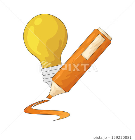 Illustration of Marker with Light Bulb 139230881