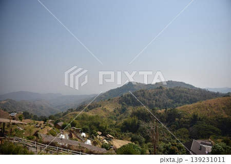 Stunning View of Rolling Mountains and Rural Camping Resort in Scenic Green Valley Stunning View of Rolling Mountains and Rural Camping Resort in Scenic Green Valley 139231011