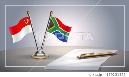 Small national flag of Singapore and South Africa flag Relation, Template Vector Illustration 139231321