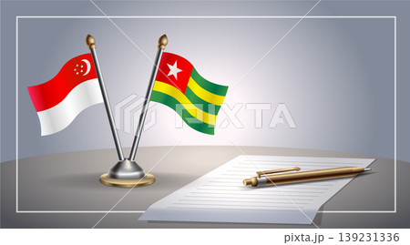 Small national flag of Singapore and Togo flag Relation, Template Vector Illustration 139231336