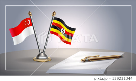 Small national flag of Singapore and Uganda flag Relation, Template Vector Illustration Small national flag of Singapore and Uganda flag Relation, Template Vector Illustration 139231344