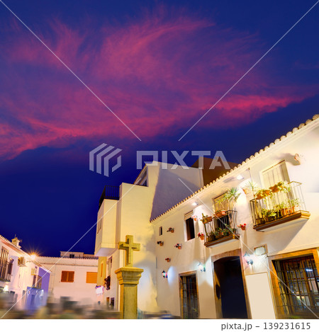 Denia old village sunset dusk in Alicante Spain 139231615