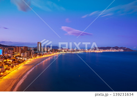 Benidorm Poniente beach sunset Alicante Spain Benidorm Poniente beach sunset Alicante Spain 139231634