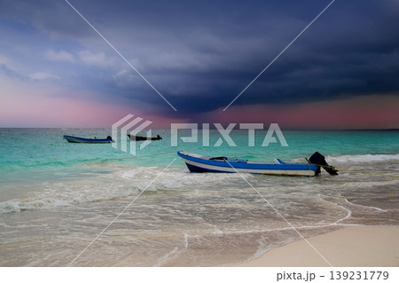 Caribbean before tropical storm hurricane beach boat Caribbean before tropical storm hurricane beach boat 139231779